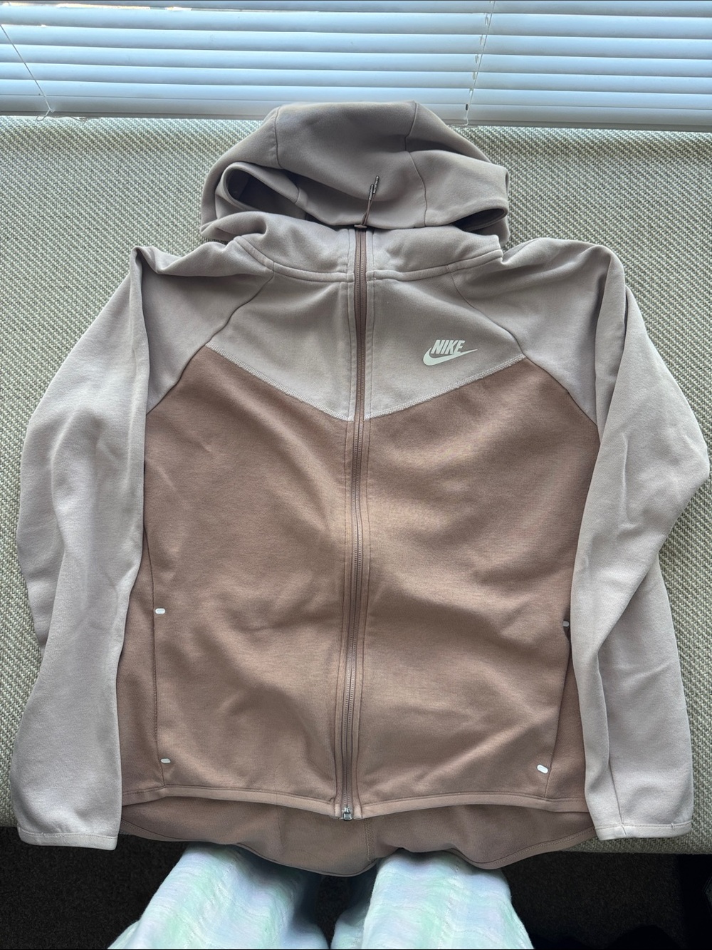 Nike Brown & Beige Colorblock Full-Zip Hoodie